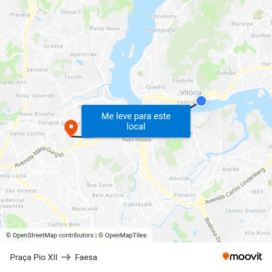 Praça Pio XII to Faesa map