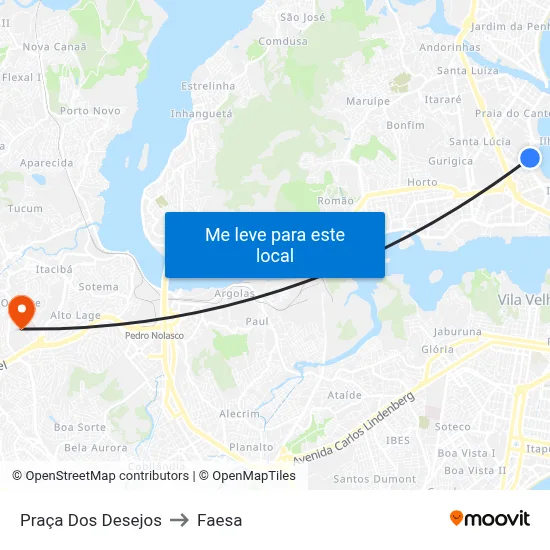 Praça Dos Desejos to Faesa map