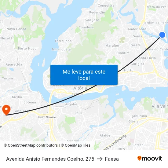 Avenida Anísio Fernandes Coelho, 275 to Faesa map