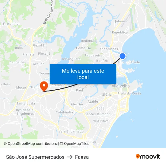 São José Supermercados to Faesa map