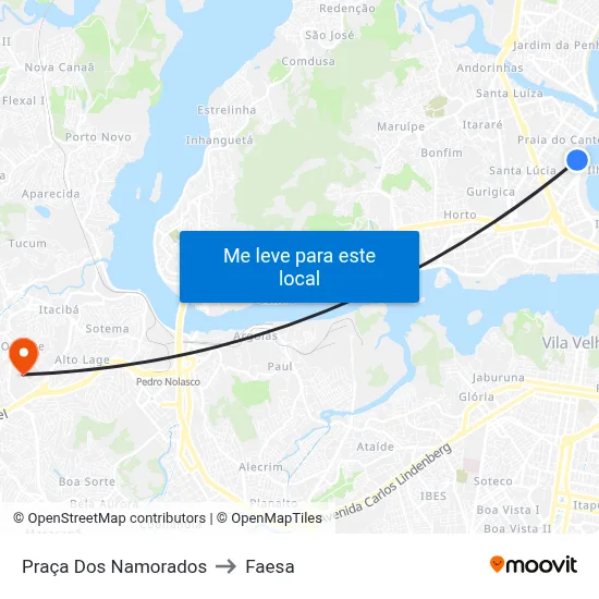 Praça Dos Namorados to Faesa map