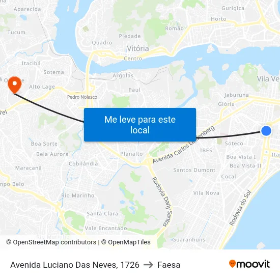 Avenida Luciano Das Neves, 1726 to Faesa map