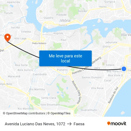 Avenida Luciano Das Neves, 1072 to Faesa map