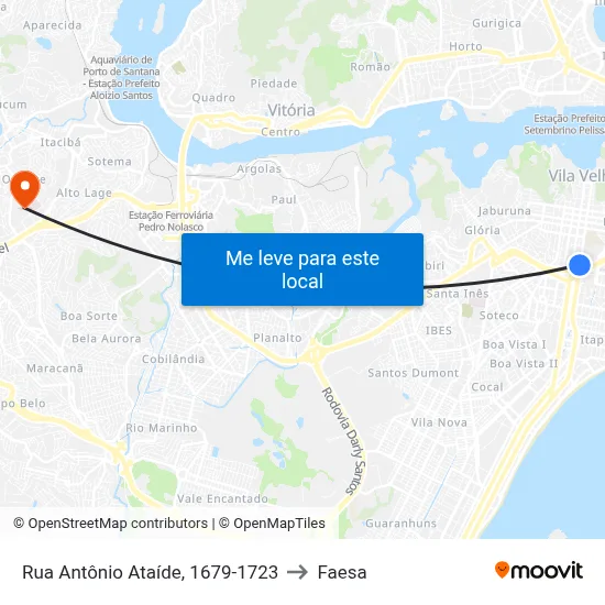 Rua Antônio Ataíde, 1679-1723 to Faesa map