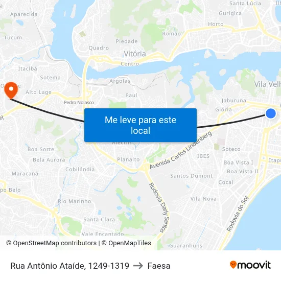 Rua Antônio Ataíde, 1249-1319 to Faesa map