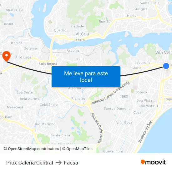 Prox Galeria Central to Faesa map