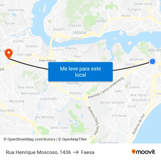 Rua Henrique Moscoso, 1436 to Faesa map