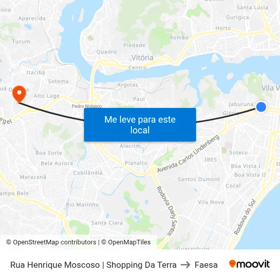 Rua Henrique Moscoso | Shopping Da Terra to Faesa map
