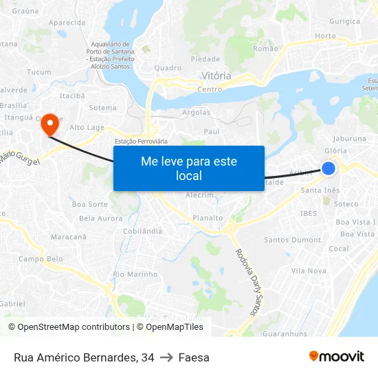 Rua Américo Bernardes, 34 to Faesa map