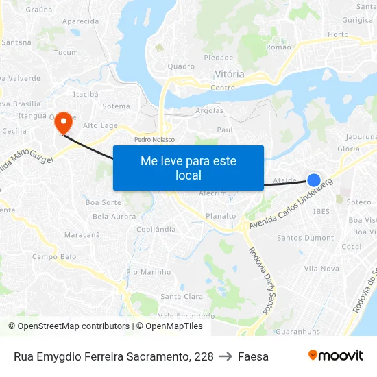 Rua Emygdio Ferreira Sacramento, 228 to Faesa map