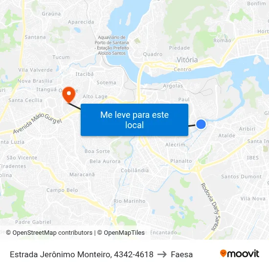 Estrada Jerônimo Monteiro, 4342-4618 to Faesa map