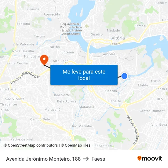 Avenida Jerônimo Monteiro, 188 to Faesa map
