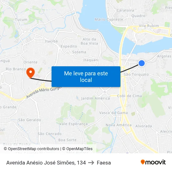 Avenida Anésio José Simões, 134 to Faesa map