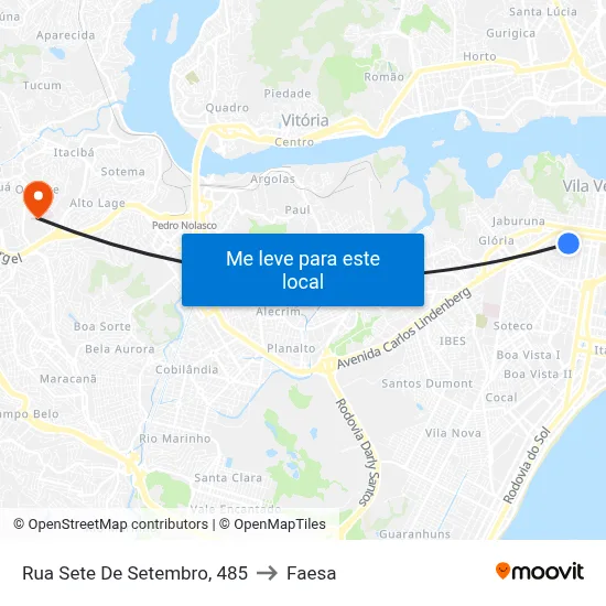 Rua Sete De Setembro, 485 to Faesa map