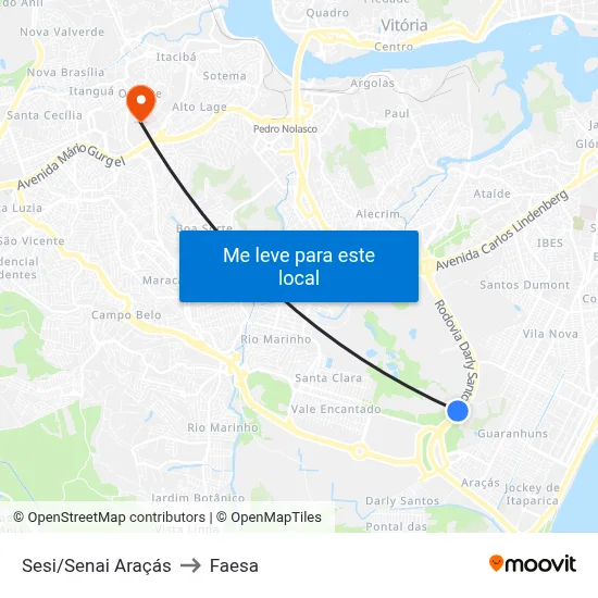 Sesi/Senai Araçás to Faesa map