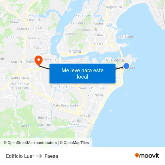 Edifício Luar to Faesa map