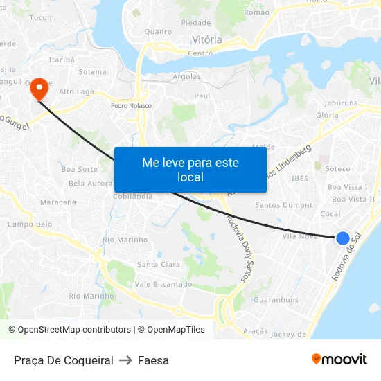 Praça De Coqueiral to Faesa map