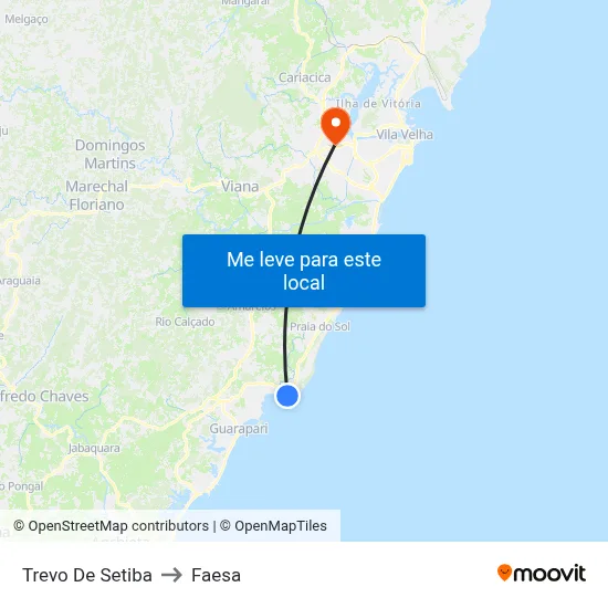 Trevo De Setiba to Faesa map