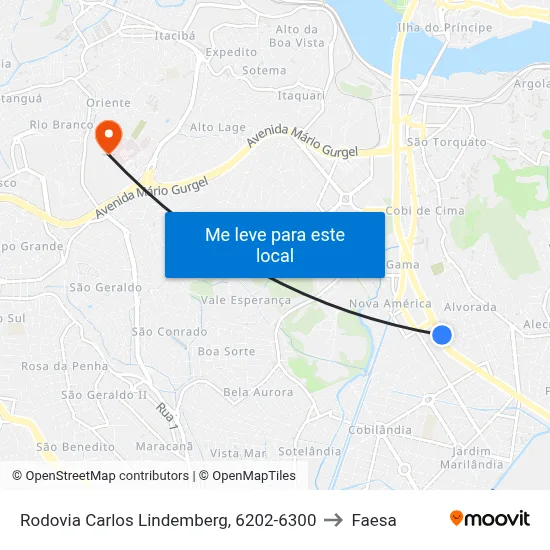 Rodovia Carlos Lindemberg, 6202-6300 to Faesa map