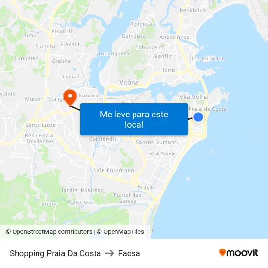 Shopping Praia Da Costa to Faesa map