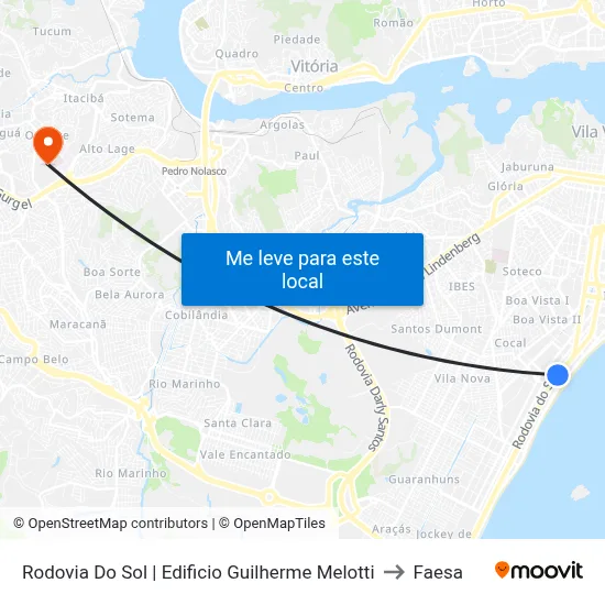 Rodovia Do Sol | Edificio Guilherme Melotti to Faesa map