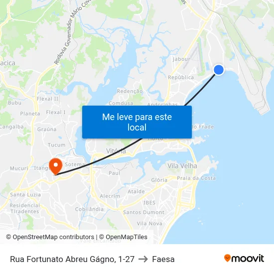 Rua Fortunato Abreu Gágno, 1-27 to Faesa map