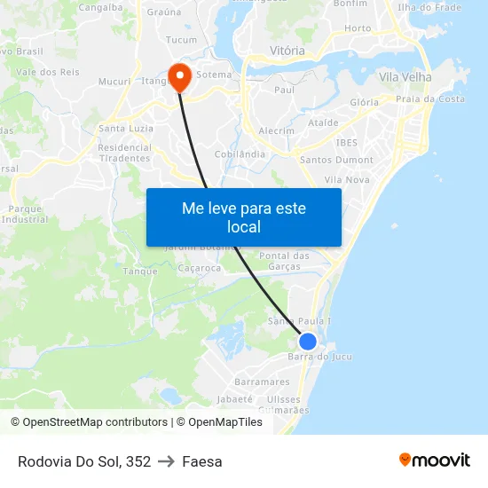Rodovia Do Sol, 352 to Faesa map