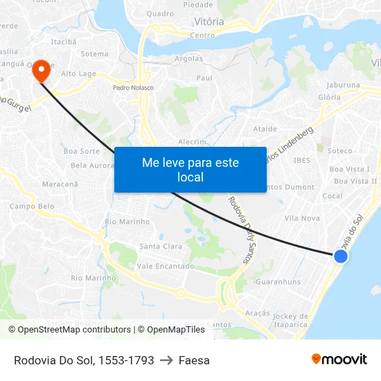 Rodovia Do Sol, 1553-1793 to Faesa map