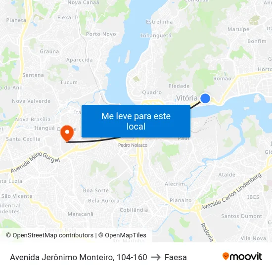 Avenida Jerônimo Monteiro, 104-160 to Faesa map