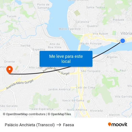Palácio Anchieta (Transcol) to Faesa map