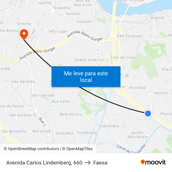 Avenida Carlos Lindemberg, 660 to Faesa map
