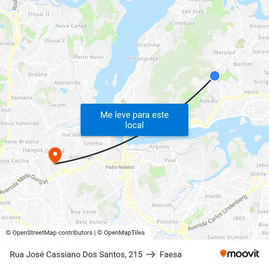 Rua José Cassiano Dos Santos, 215 to Faesa map