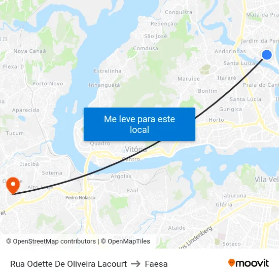 Rua Odette De Oliveira Lacourt to Faesa map