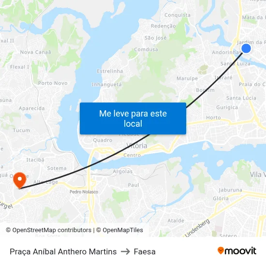 Praça Aníbal Anthero Martins to Faesa map