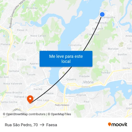 Rua São Pedro, 70 to Faesa map
