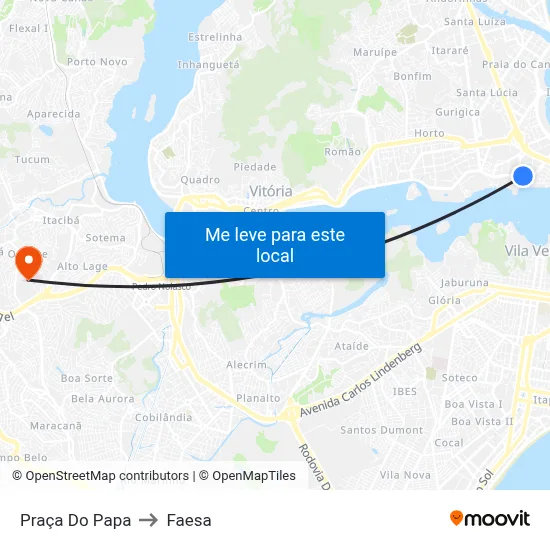 Praça Do Papa to Faesa map