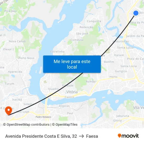Avenida Presidente Costa E Silva, 32 to Faesa map