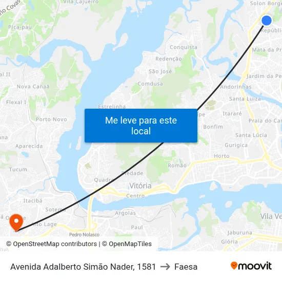 Avenida Adalberto Simão Nader, 1581 to Faesa map