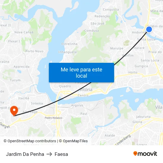 Jardim Da Penha to Faesa map