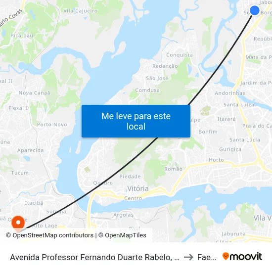 Avenida Professor Fernando Duarte Rabelo, 508 to Faesa map