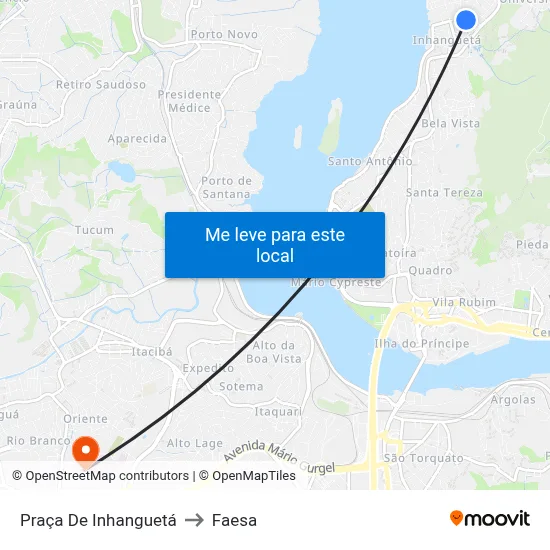 Praça De Inhanguetá to Faesa map