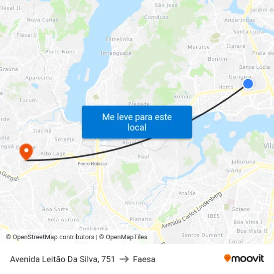 Avenida Leitão Da Silva, 751 to Faesa map