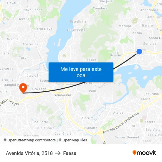 Avenida Vitória, 2518 to Faesa map