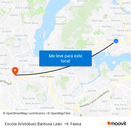 Escola Aristóbulo Barbosa Leão to Faesa map
