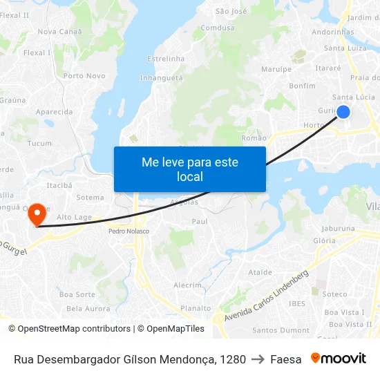 Rua Desembargador Gílson Mendonça, 1280 to Faesa map