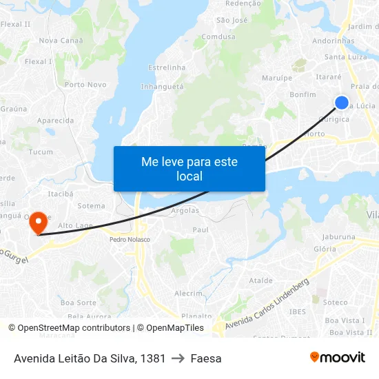 Avenida Leitão Da Silva, 1381 to Faesa map