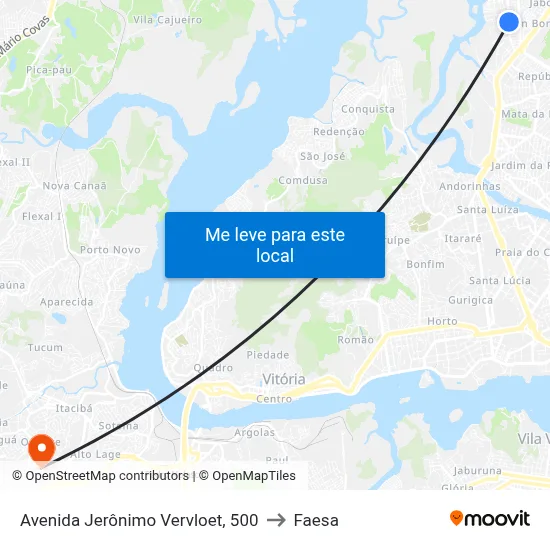 Avenida Jerônimo Vervloet, 500 to Faesa map