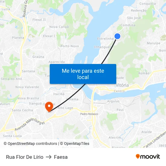 Rua Flor De Lírio to Faesa map