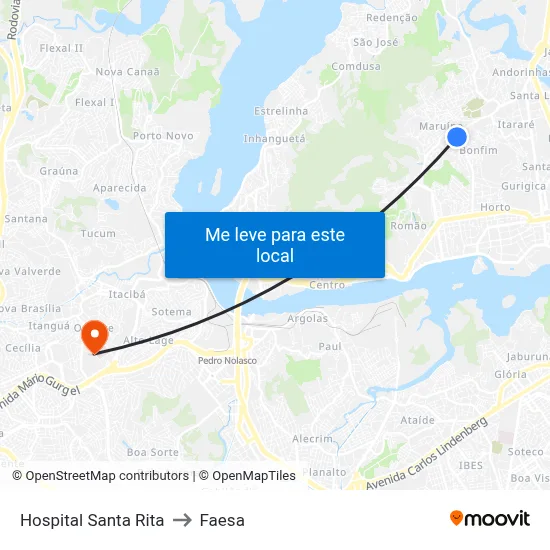 Hospital Santa Rita to Faesa map