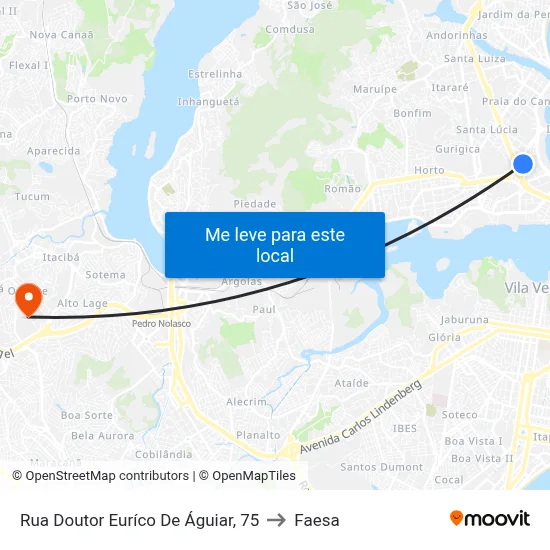 Rua Doutor Euríco De Águiar, 75 to Faesa map
